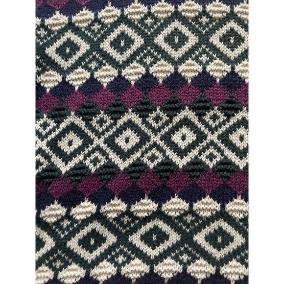 Vintage Knit Club Fair Isles Geometric Crop Sweater Sz Large Vintage 90s Cotton - Picture 8 of 8